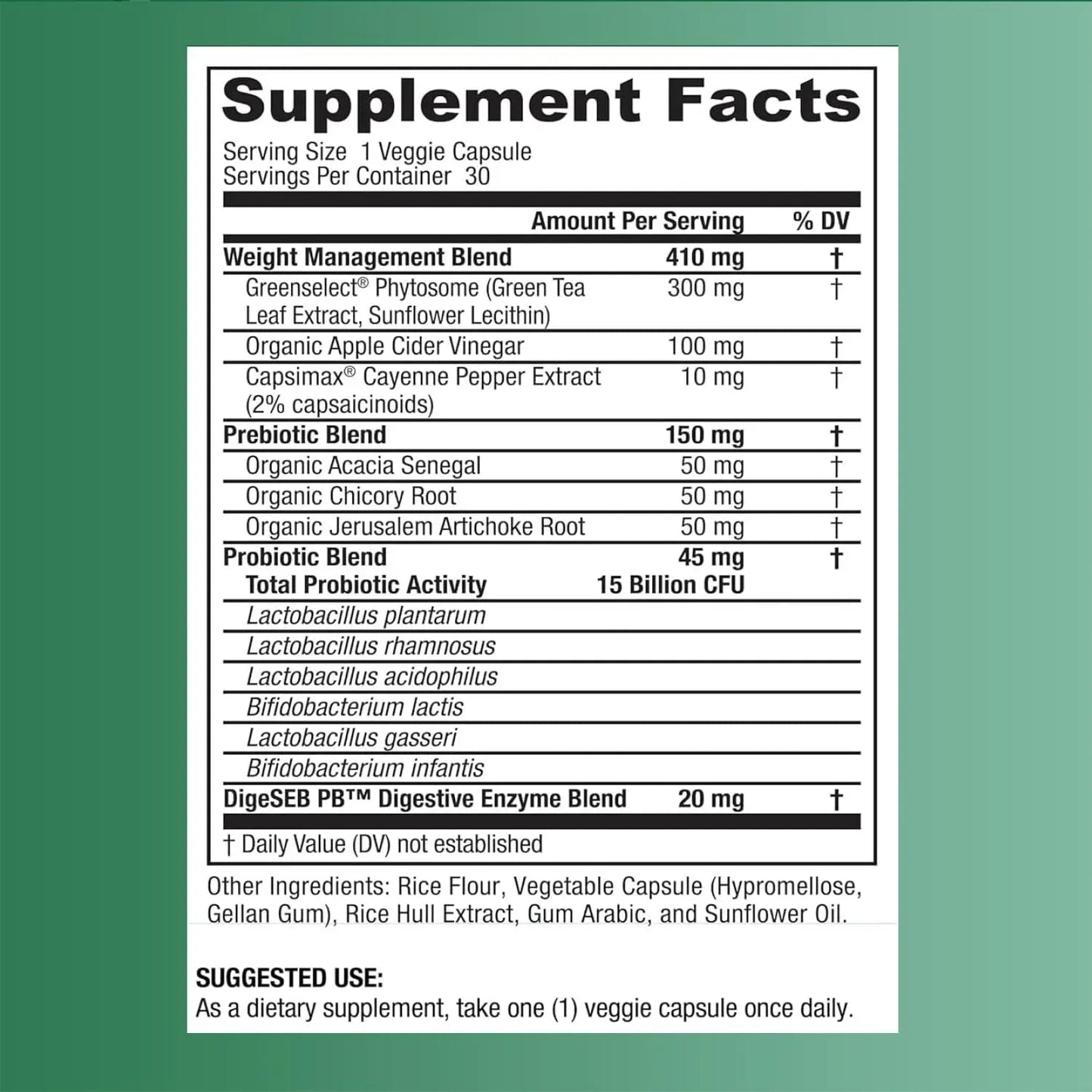 BIGJOHNLAB® - Probiotics for Weight Management & Bloating - 6 Probiotic Strains - Prebiotics - Key Ingredient Cayenne & Green Tea - Supports Gut Health - Weight Management for Women & Men - 30 CT - Maple Wellness Supplements