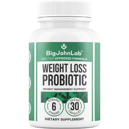 BIGJOHNLAB® - Probiotics for Weight Management & Bloating - 6 Probiotic Strains - Prebiotics - Key Ingredient Cayenne & Green Tea - Supports Gut Health - Weight Management for Women & Men - 30 CT - Maple Wellness Supplements