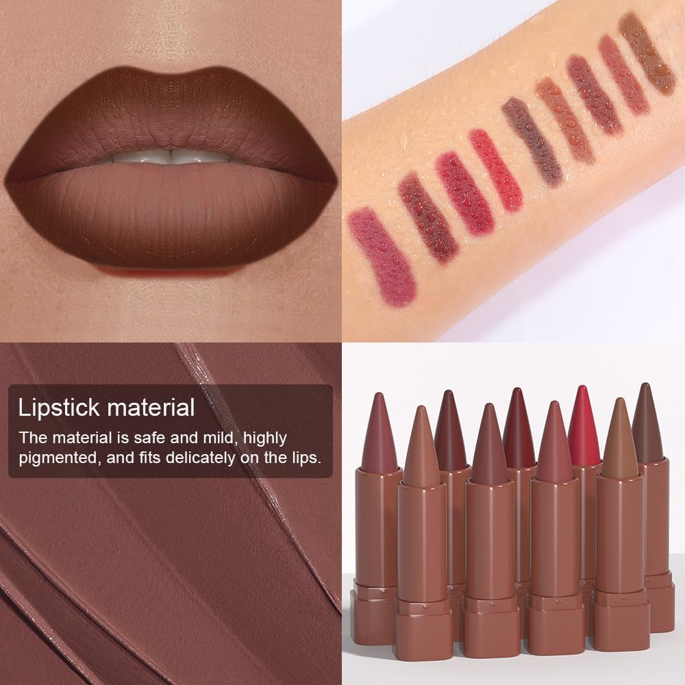 BINGBRUSH 2-in-1 Gradient Dark Brown Lip Liner & Lipstick Combo,Matte Longwear Waterproof Lip Pencil with Cone Tip,Smudge Proof Crayon for Flawless Ombre Contour,Women's Long Lasting Makeup Set - Maple Wellness Supplements