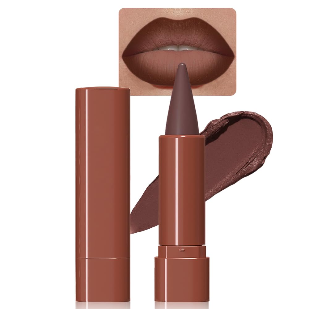 BINGBRUSH 2-in-1 Gradient Dark Brown Lip Liner & Lipstick Combo,Matte Longwear Waterproof Lip Pencil with Cone Tip,Smudge Proof Crayon for Flawless Ombre Contour,Women's Long Lasting Makeup Set - Maple Wellness Supplements