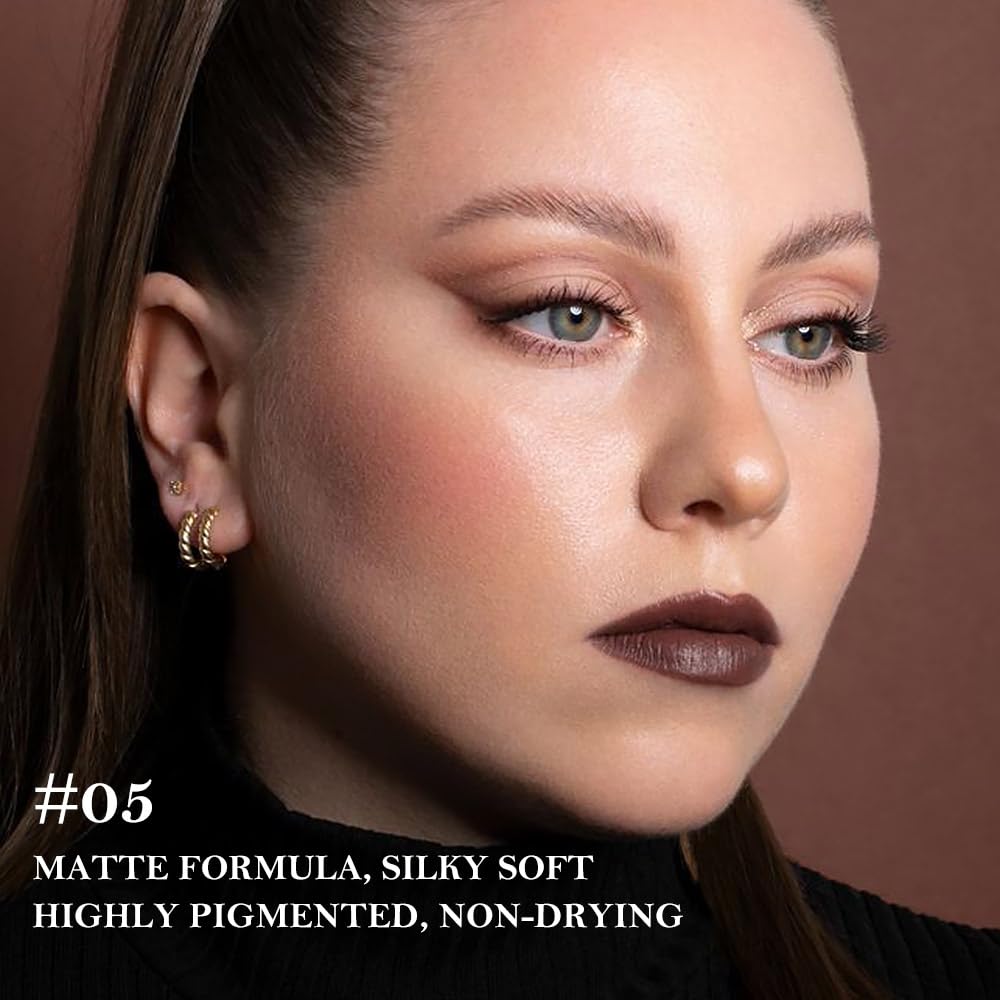 BINGBRUSH 2-in-1 Gradient Dark Brown Lip Liner & Lipstick Combo,Matte Longwear Waterproof Lip Pencil with Cone Tip,Smudge Proof Crayon for Flawless Ombre Contour,Women's Long Lasting Makeup Set - Maple Wellness Supplements