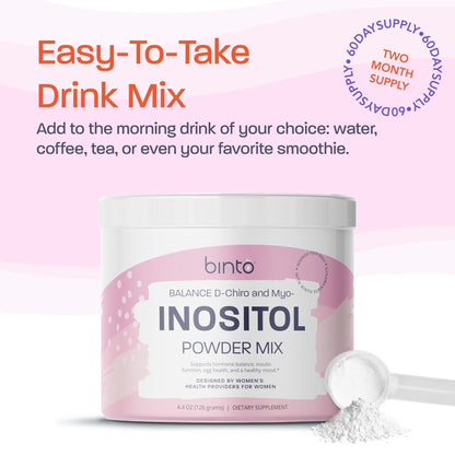 Binto Inositol Powder Mix | 60-Day Supply | 40:1 Ratio of Myo and D-Chiro Inositol - Maple Wellness Supplements