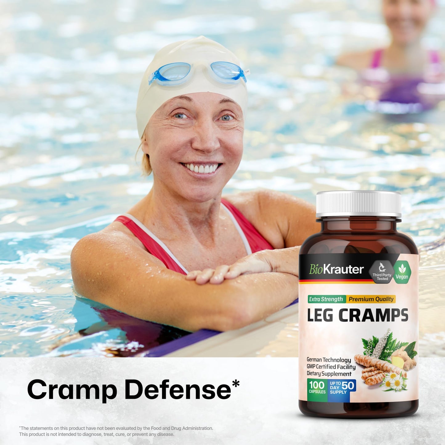 BIO KRAUTER® Magnesium Glycinate for Leg Сramps & Relax - 5-in-1 Formula Magnesium Glycinate 400mg with Turmeric, Black Cohosh, Ginger, Chamomile 1200 mg 100 Caps - No Fillers, Non-GMO, 50-Day Supply - Maple Wellness Supplements