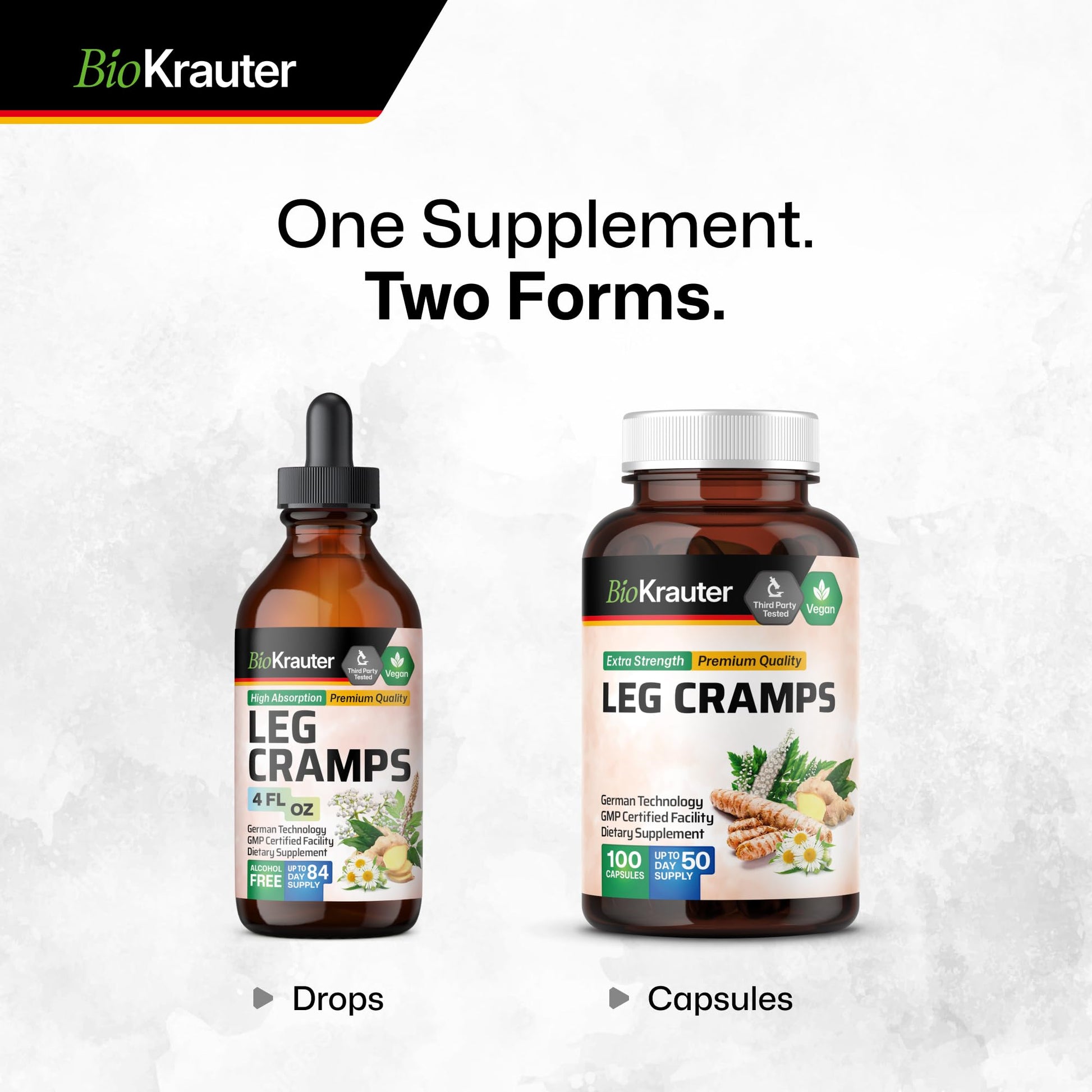 BIO KRAUTER® Magnesium Glycinate for Leg Сramps & Relax - 5-in-1 Formula Magnesium Glycinate 400mg with Turmeric, Black Cohosh, Ginger, Chamomile 1200 mg 100 Caps - No Fillers, Non-GMO, 50-Day Supply - Maple Wellness Supplements