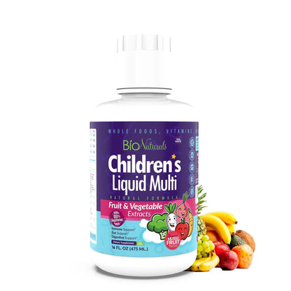 Bio Naturals Children's Liquid Multivitamin & Immune Booster - Natural Supplement for Kids & Toddlers with Vitamins A B C D3 E, Fiber - Maple Wellness Supplements