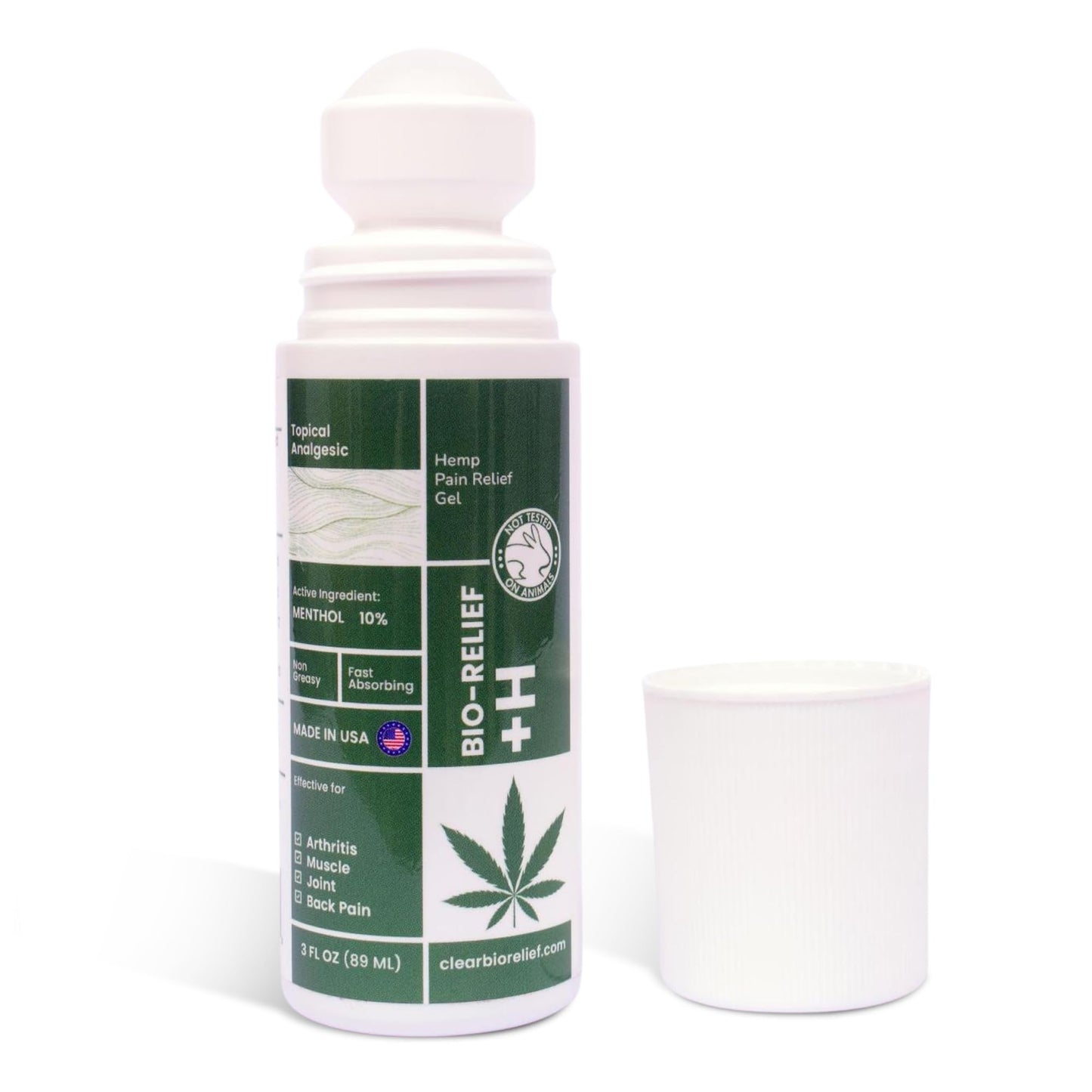 BIO-RELIEF Fast-Acting Hemp Pain Relief Roll On - Highly Effective, Cool & Topical Pain Relief Extra Strength for Arthritis, Muscle, Joint & Back – Easy Roll On Maximum Strength - Maple Wellness Supplements