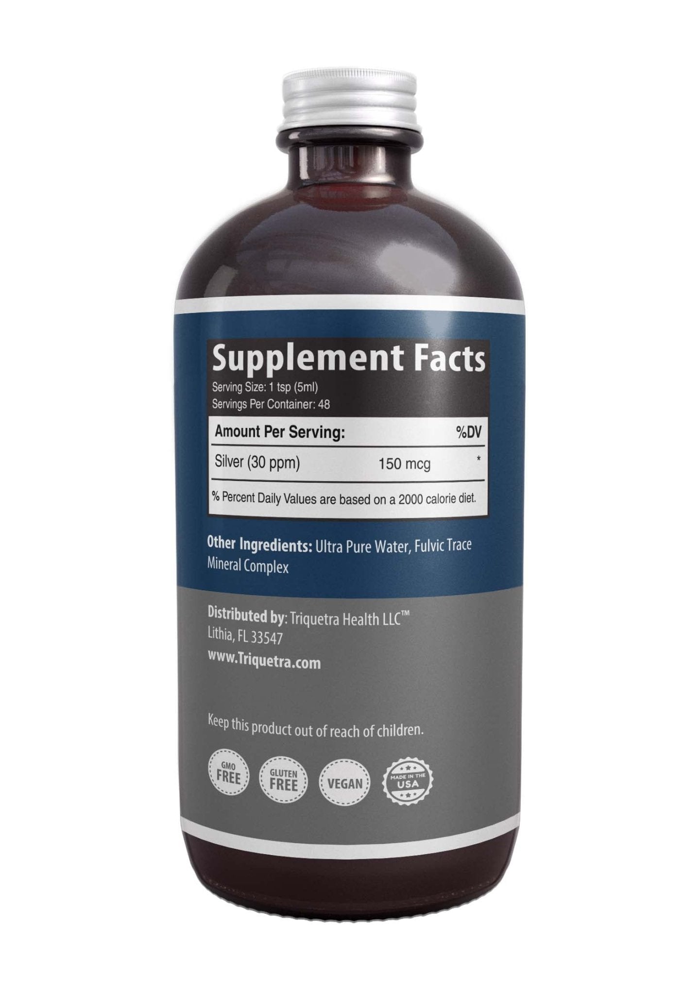 Bioactive Colloidal Silver - 8 oz, Glass Bottle, Vegan, Safe Doses with Highest Effectiveness - Nano Ions, 30 PPM - Immune Support (48 Servings) - Maple Wellness Supplements