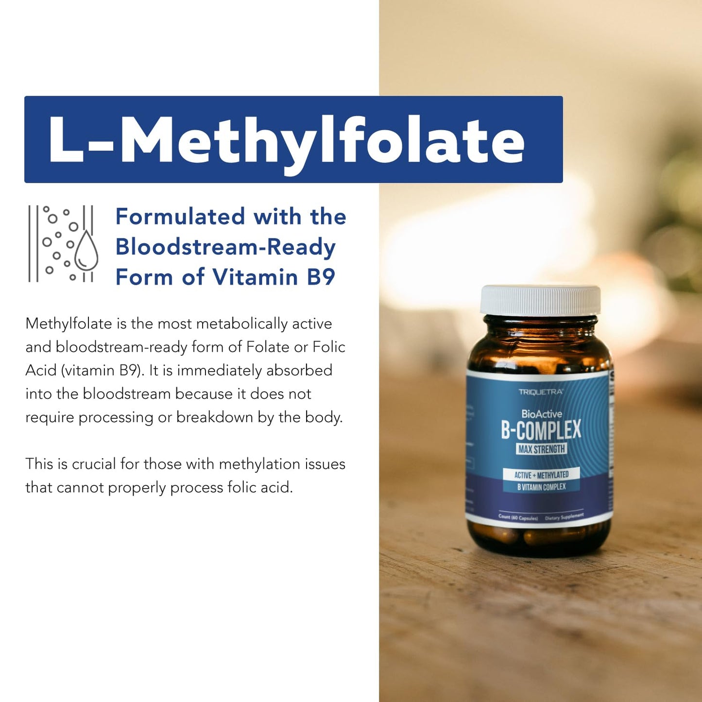 BioActive Vitamin B Complex - Blood Stream Ready, Methylated B Complex - Featuring Methylfolate, 3 BioActive Forms of B12, BenfoPure® B1 & Pantesin - Maple Wellness Supplements