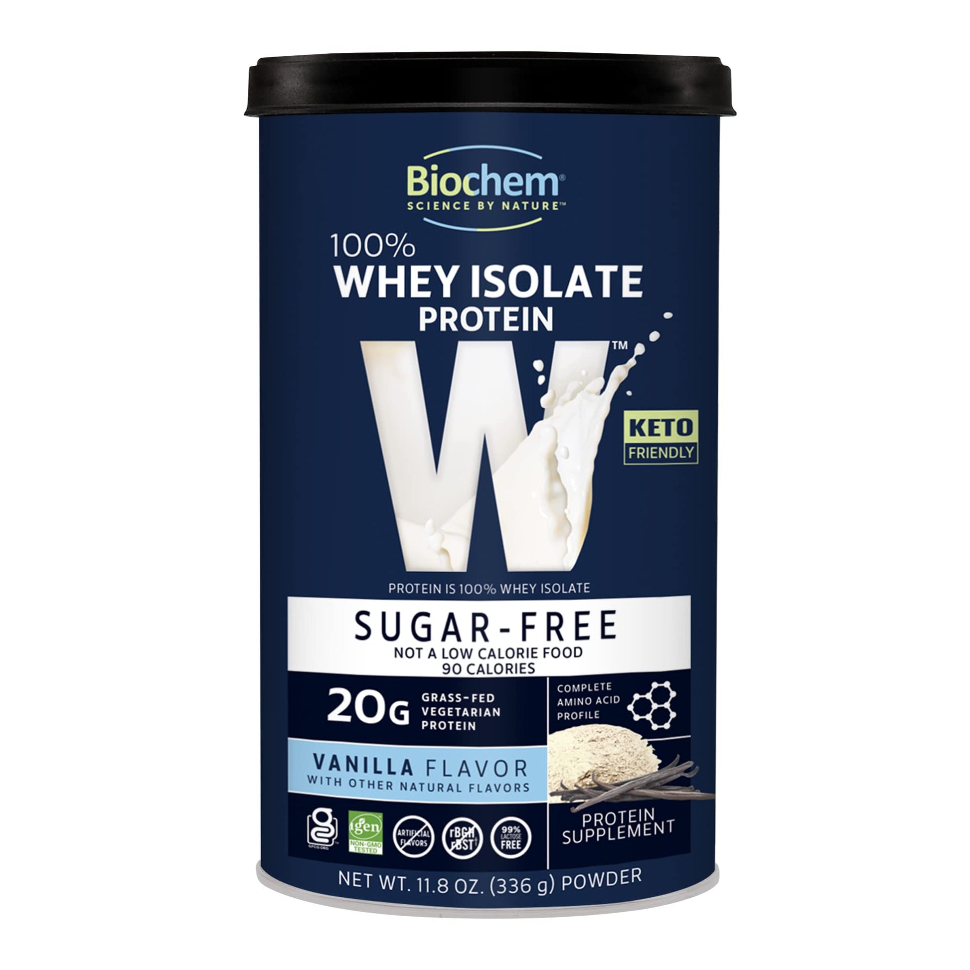 Biochem 100% Whey Sugar-Free Vanilla 20g, 11.8oz, Certified Vegetarian, Certified Gluten - Maple Wellness Supplements