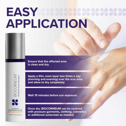 Biocorneum Advanced Scar Treatment with Silishield® & SPF 30 10g – Medical Grade Silicone Gel to Support Healing of Surgical Scars and Marks - Maple Wellness Supplements