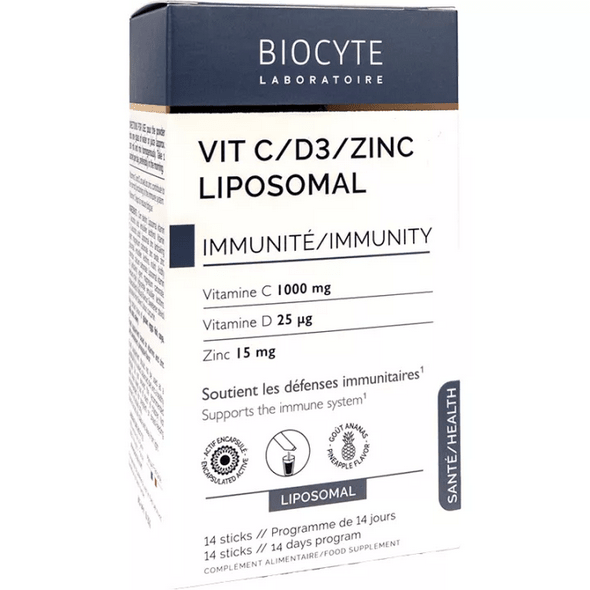 Biocyte Santé Vit C D3 Zinc Liposomal Immunity 14 sticks - Maple Wellness Supplements