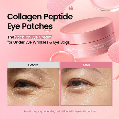 BIODANCE Collagen Peptide Eye Patches, Anti Wrinkle & Smile Line Patches for Face, Under Eye Mask for Fine Lines & Eye Bags - Maple Wellness Supplements
