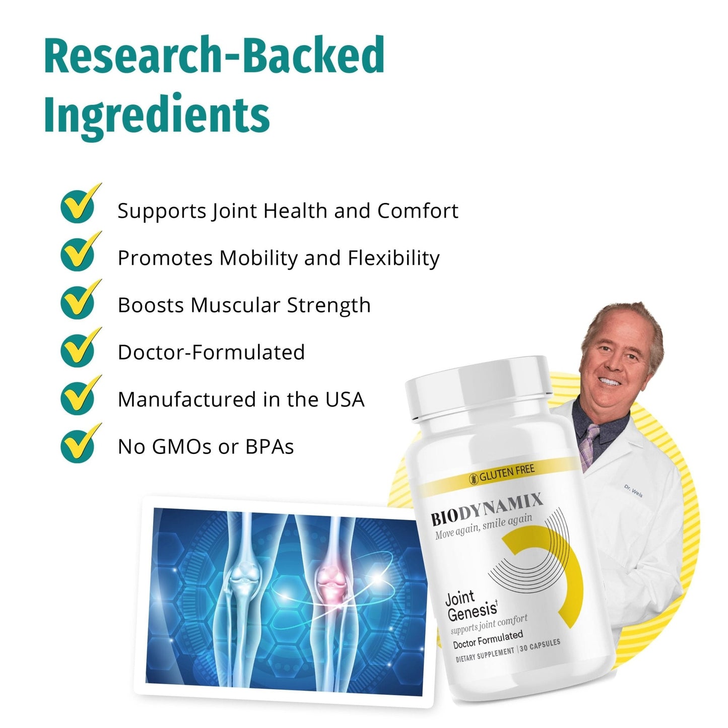BioDynamix Joint Genesis - Joint Support Supplement - with Mobilee and Boswellia Serrata - for Comfortable, Flexible Joints - 30-Day Supply - Maple Wellness Supplements