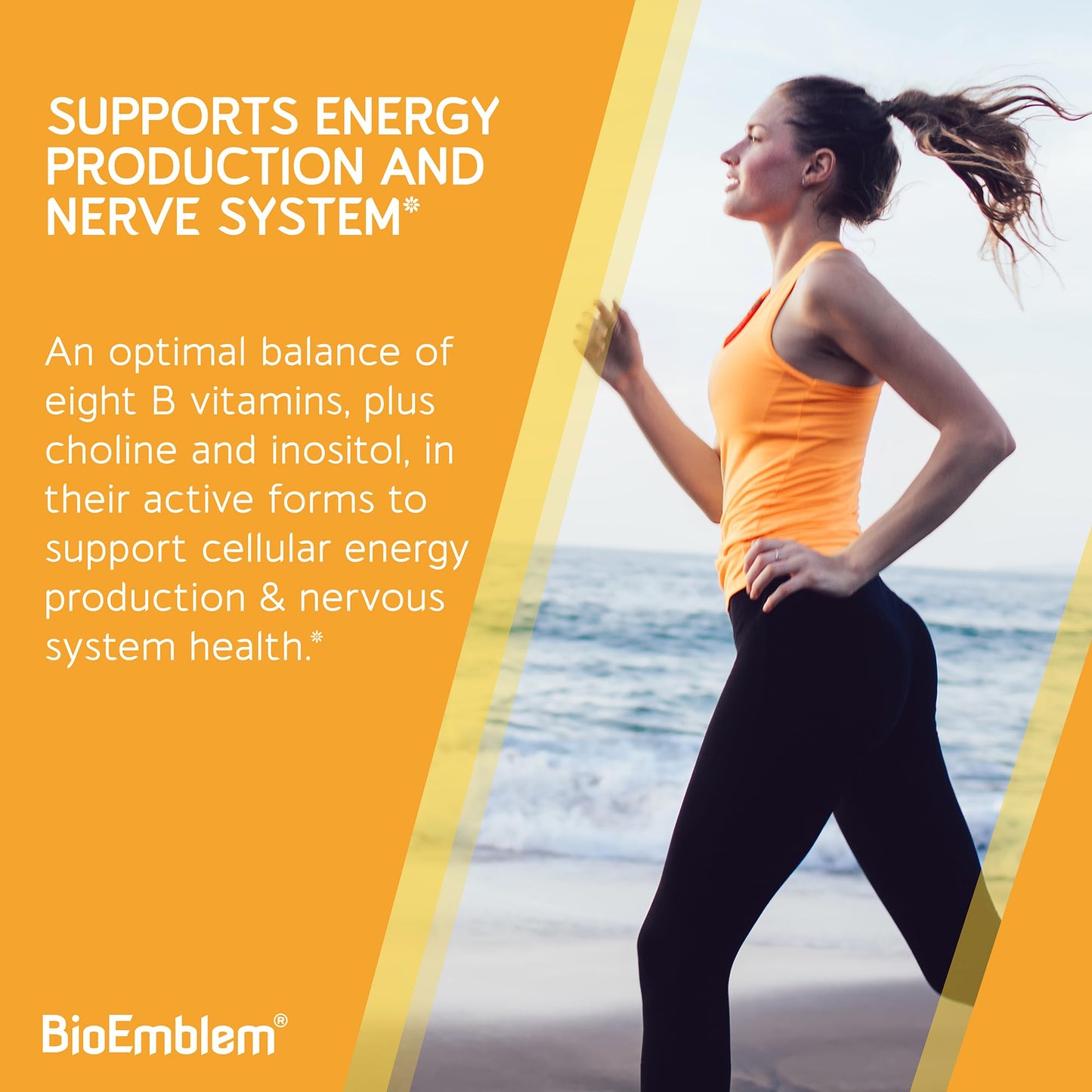 BioEmblem Vitamin B-Complex - All 8 Active Forms with Methyl Folate, Methyl B12, B6, Biotin Plus Choline Inositol, Supports Energy, Metabolism, Brain, Heart Health - Maple Wellness Supplements