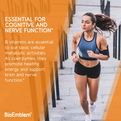 BioEmblem Vitamin B-Complex - All 8 Active Forms with Methyl Folate, Methyl B12, B6, Biotin Plus Choline Inositol, Supports Energy, Metabolism, Brain, Heart Health - Maple Wellness Supplements