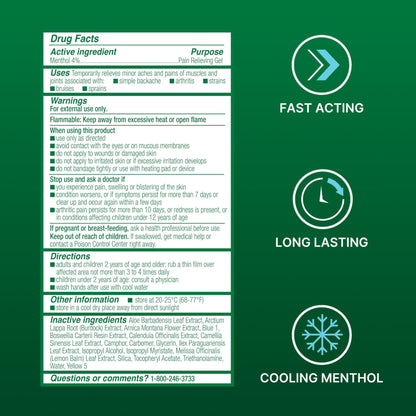 Biofreeze Gel Pain Relief, Knee & Lower Back Pain Relief, Arthritis Pain Reliever, Sore Muscle Relief, Neck Pain Relief, Cooling Joint Pain Relief, Menthol Gel 3 Fl Oz - Maple Wellness Supplements