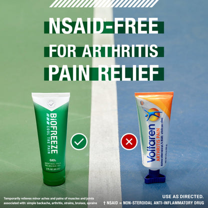 Biofreeze Gel Pain Relief, Knee & Lower Back Pain Relief, Arthritis Pain Reliever, Sore Muscle Relief, Neck Pain Relief, Cooling Joint Pain Relief, Menthol Gel 3 Fl Oz - Maple Wellness Supplements