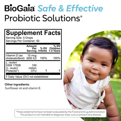 BioGaia Immune Active Baby Probiotic Drops + Vitamin D | for Babies & Toddlers 0-36 Months | Supports Digestive & Immune Health - Maple Wellness Supplements