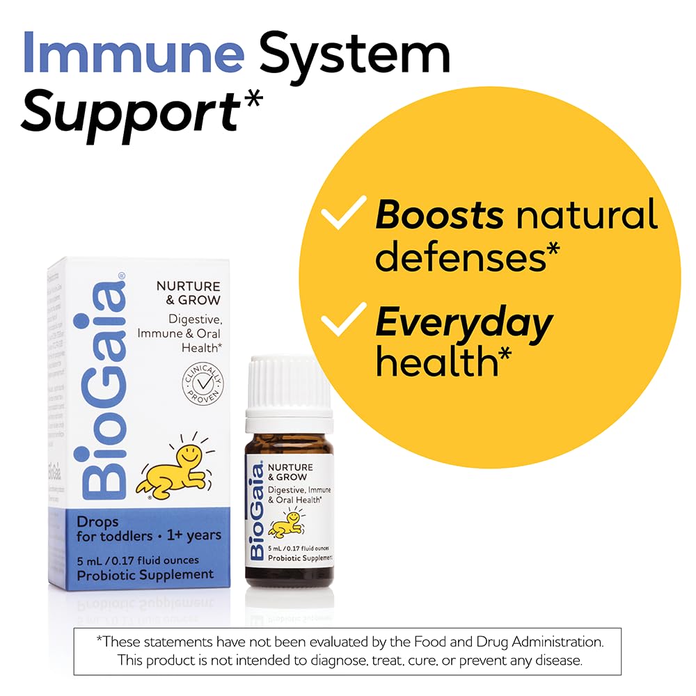 BioGaia Nurture & Grow for Toddlers | Ages 1+ | Liquid Probiotic | Allergen-Free | Triple-Benefit Probiotic for Kids | Digestive Health - Maple Wellness Supplements