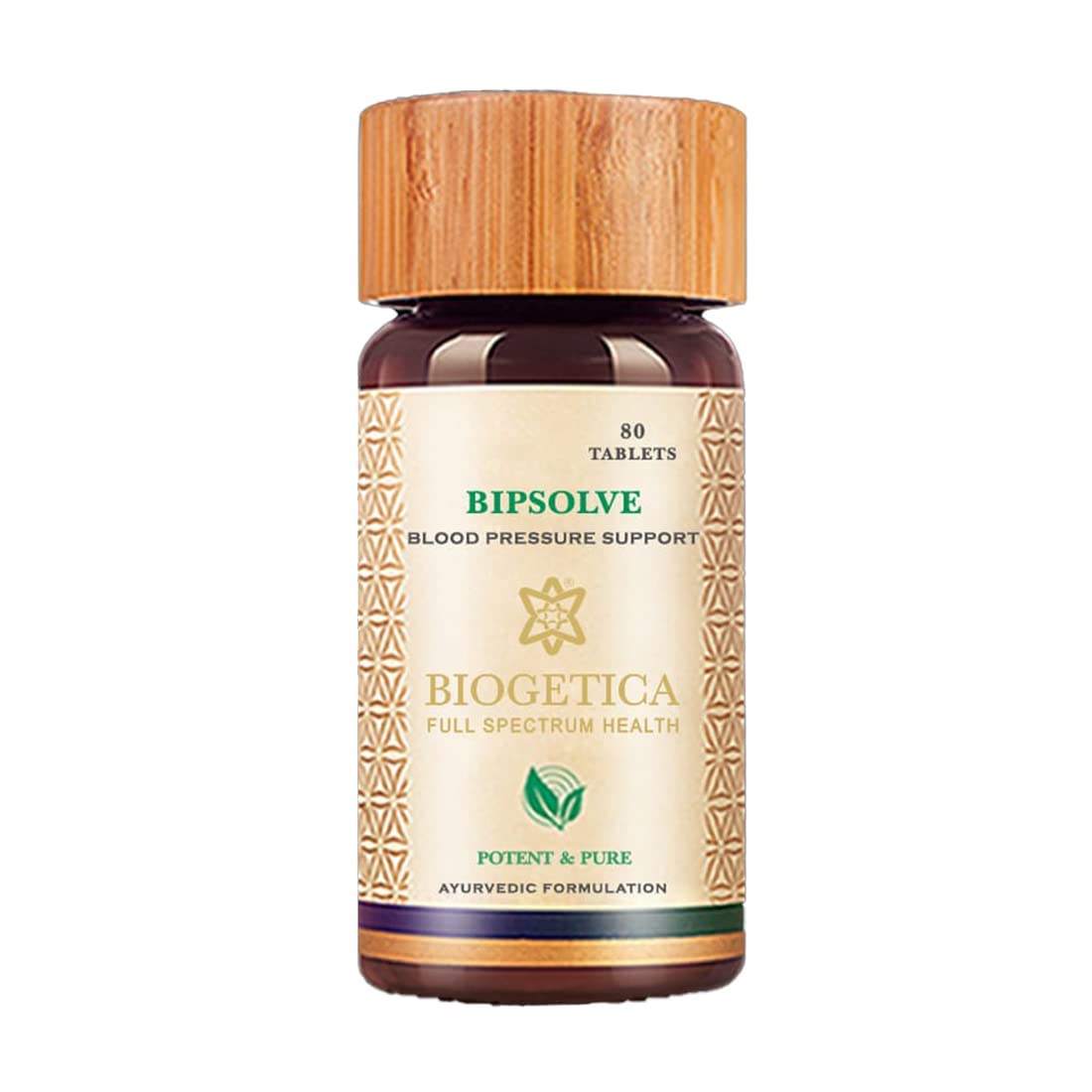 Biogetica Bipsolve Herbal Vitality Tablets with Arjuna, Sarpagandha, Amalaki and Allium Sativa Extracts - Support Cardiovascular Health - 100% Vegan - 80 Tablets - Maple Wellness Supplements