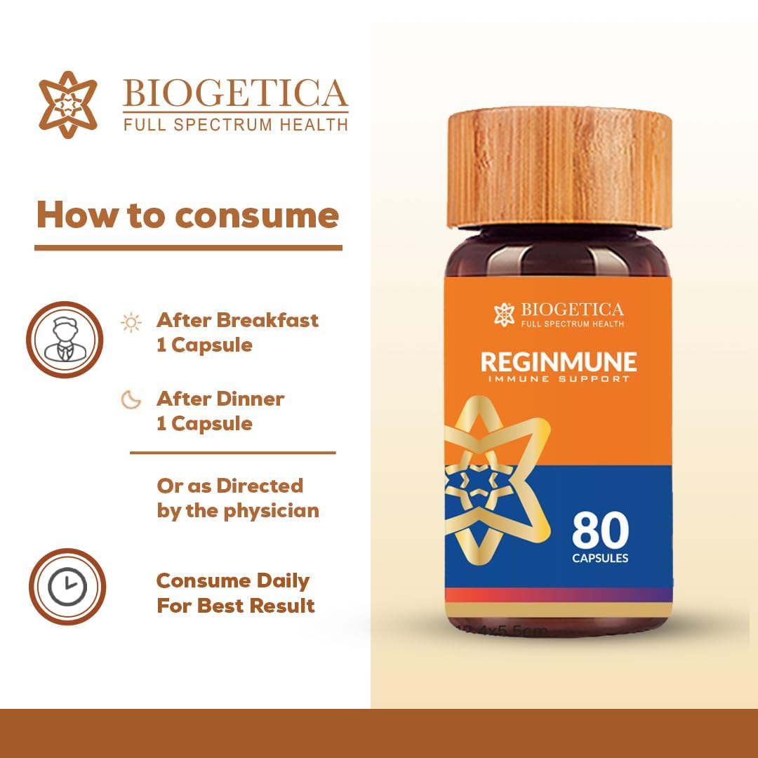 Biogetica Reginmune - Natural Immune Support Care Daily Boost Immune System Booster - 80 Capsules - Maple Wellness Supplements