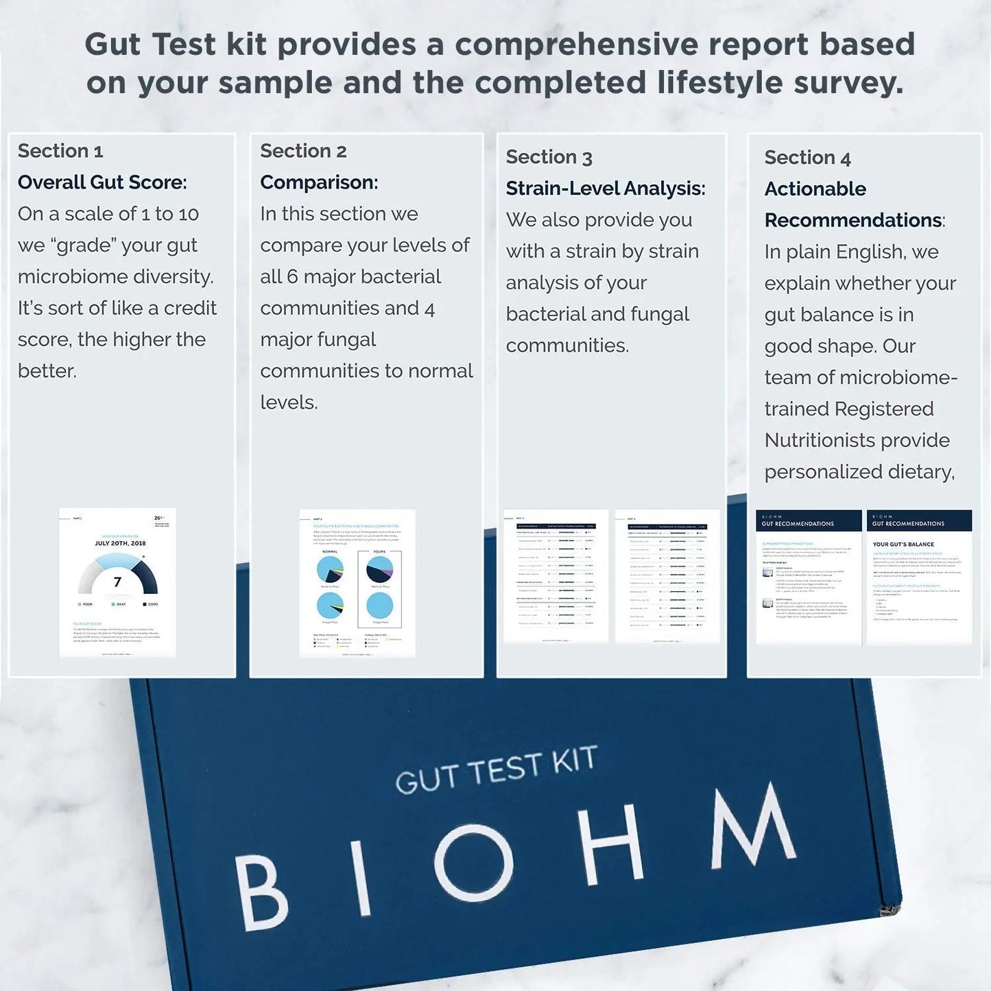 BIOHM Gut Health Test Kit for Microbiome and Digestive Health Analysis, Home Test Kit with Gut Score, Easy-to-Read Results and Actionable Recommendations - Maple Wellness Supplements