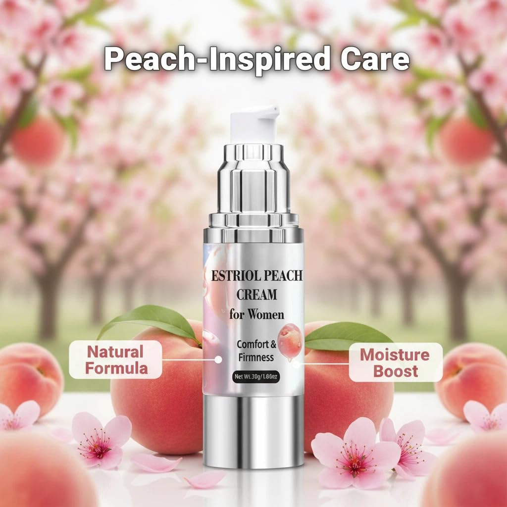 Bioidentical Estriol Cream for Women, Intimate Moisturizing Cream for Vaginal Dryness & Discomfort, Menopause Support (Peach Flavor) - Maple Wellness Supplements