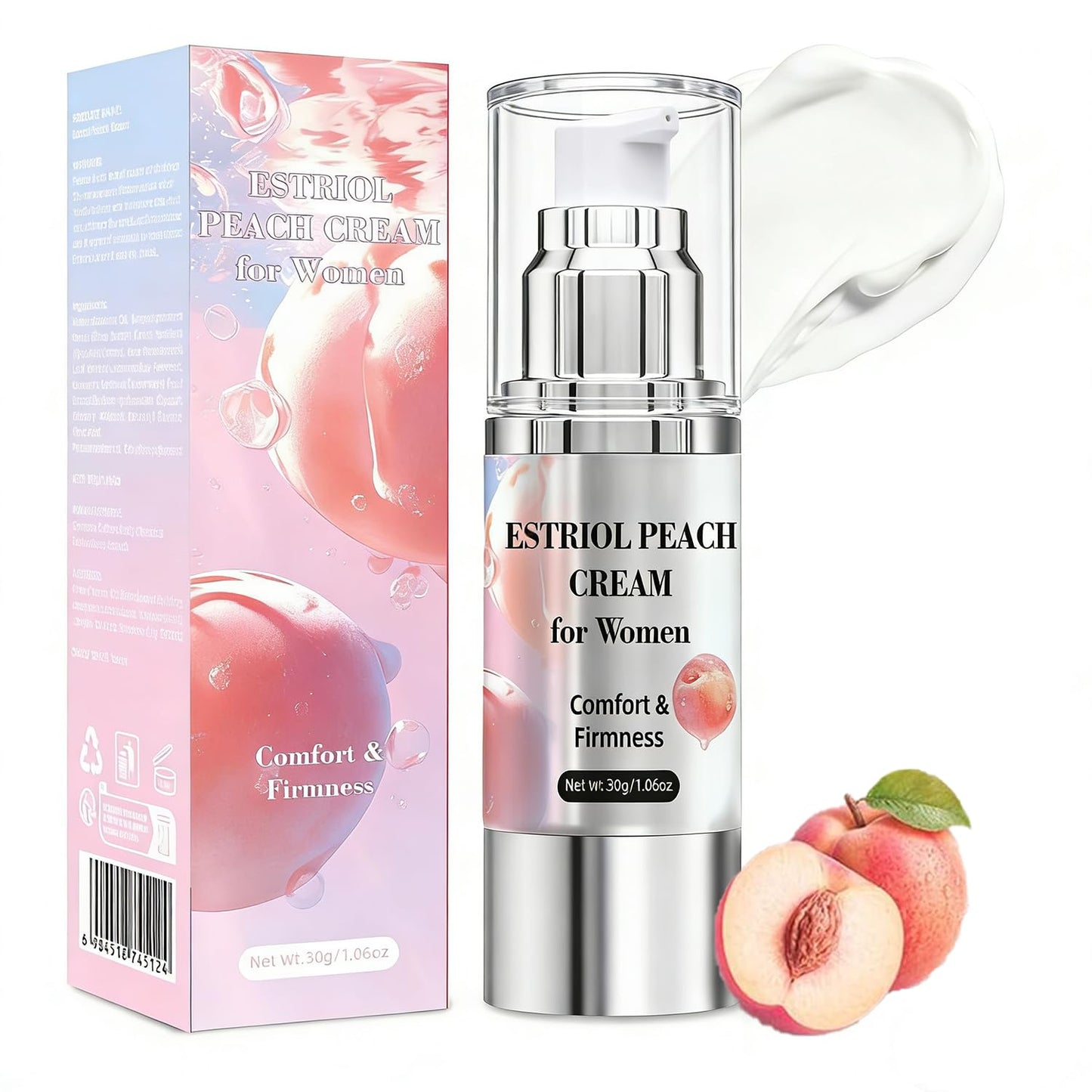 Bioidentical Estriol Cream for Women, Intimate Moisturizing Cream for Vaginal Dryness & Discomfort, Menopause Support (Peach Flavor) - Maple Wellness Supplements