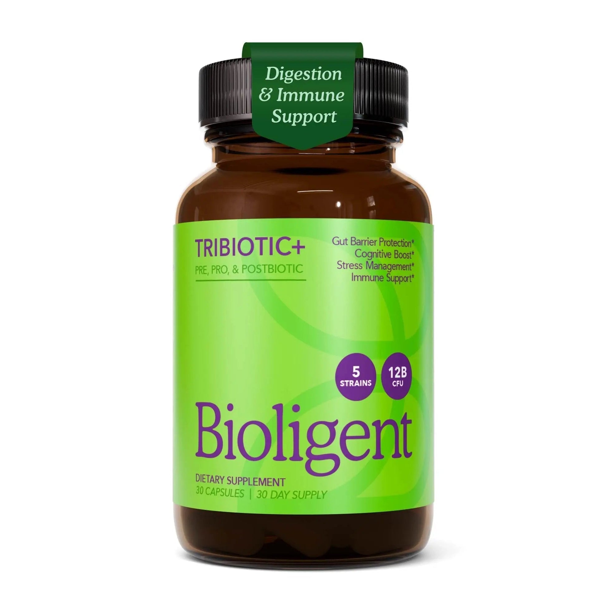 BIOLIGENT Tribiotic+ Prebiotic, Probiotic and Postbiotic Supplement for Women & Men, Gut Health, Immune Support, Bloating Relief, Daily Microbiome and Digestive Support, 30 Capsules, 30 Day Supply - Maple Wellness Supplements