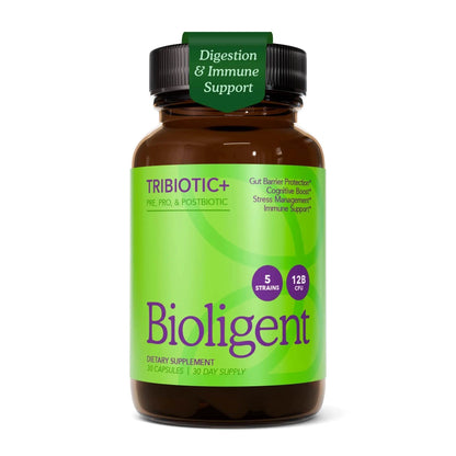 BIOLIGENT Tribiotic+ Prebiotic, Probiotic and Postbiotic Supplement for Women & Men, Gut Health, Immune Support, Bloating Relief, Daily Microbiome and Digestive Support, 30 Capsules, 30 Day Supply - Maple Wellness Supplements