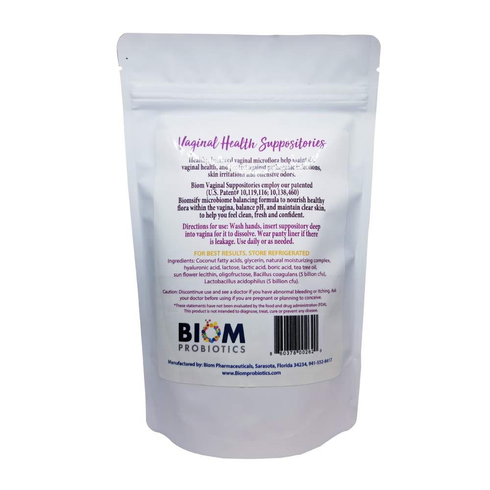 Biom Probiotics Prebiotics Boric acid Suppositories . Feminine Health Probiotic for Infections & pH Essentials VEGAN,PARABEN-FREE (10) - Maple Wellness Supplements