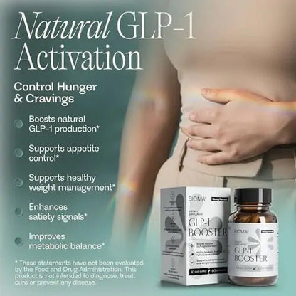 BIOMA GLP-1 Booster - Natural Appetite Control Supplement with Clinically Proven Probiotics, Prebiotics & Postbiotics - Support Weight Management & Satiety, (60 Capsules - 30 Day Supply) - Maple Wellness Supplements