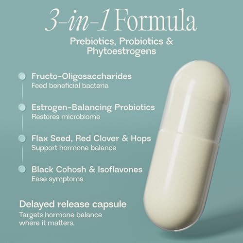 BIOMA Menopause Support Probiotics for Women - Hormone Free Hot Flash & Night Sweat Relief - Gut-Hormone Balance with Phytoestrogens, BB536, Delayed Release (60 Capsules - 30 Day Supply) - Maple Wellness Supplements