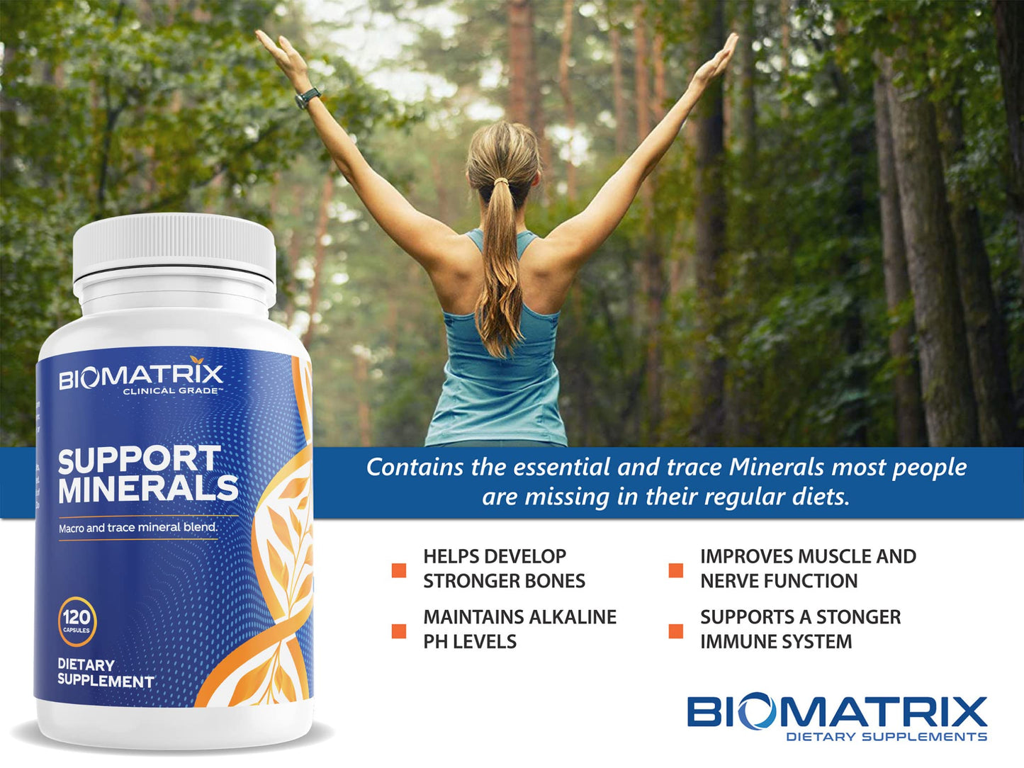 BioMatrix Mineral Supplement for Men and Women, Chelated Minerals | Iron-Free, Calcium, Magnesium, Copper, Zinc, Vitamin D, Iodine | Veggie Caps, 30-Day Supply - Maple Wellness Supplements