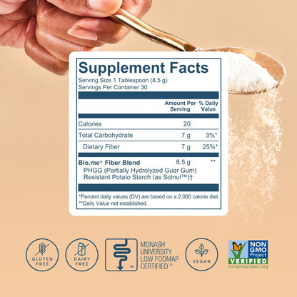 Bio.me Daily Prebiotic Fiber Powder Unflavored - 7g Per Serving - Soluble & Insoluble Fiber Supplement Powder for Women & Men - Digestive Health & Gut Health - Maple Wellness Supplements