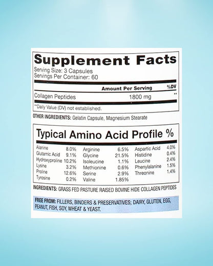 BioOptimal Collagen Peptides Capsules - Grass-Fed, Pasture-Raised Hydrolyzed Protein S]n-GMO, Zero Sugar Daily Pills for Men & Women (180 Capsules) - Maple Wellness Supplements