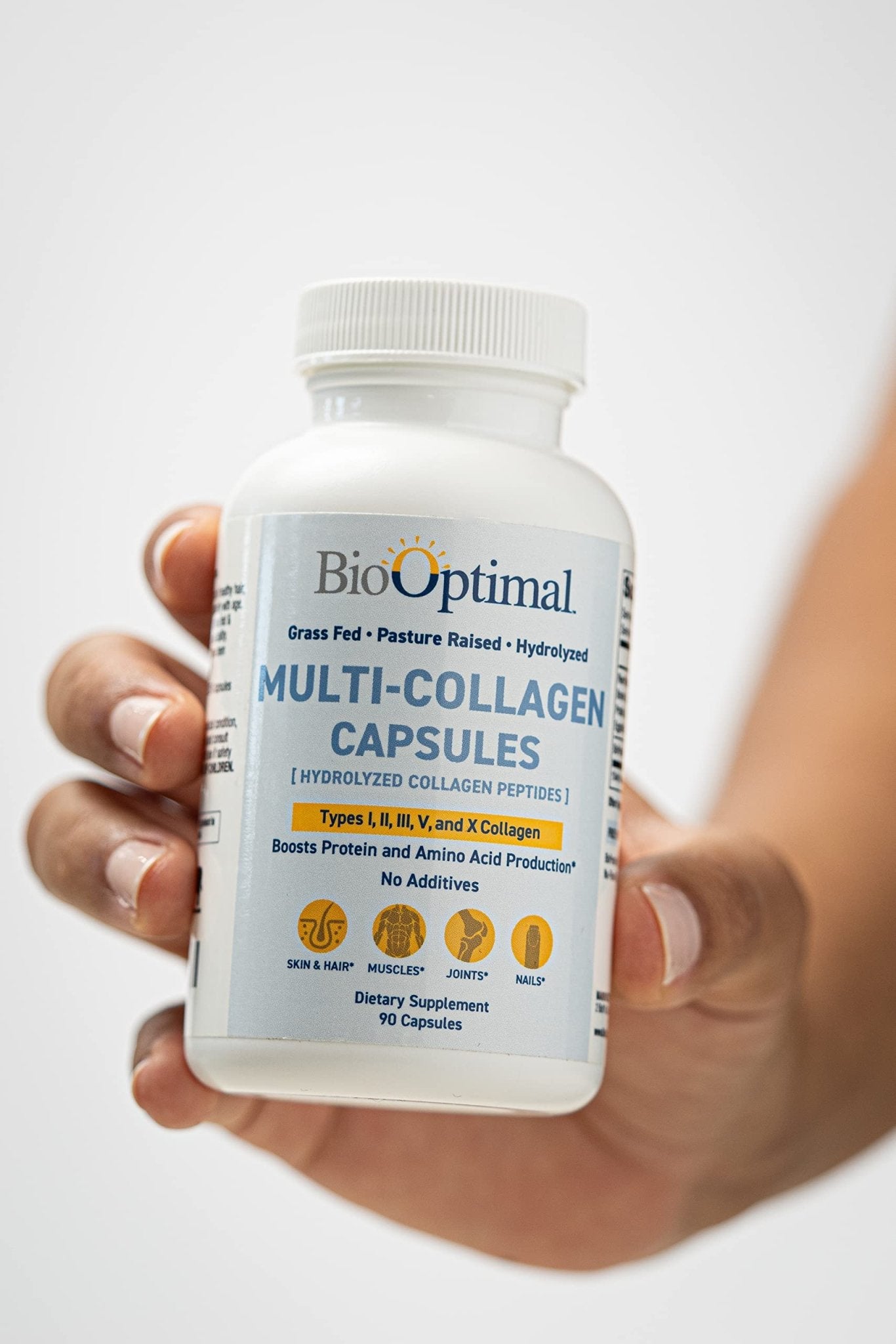 BioOptimal Multi-Collagen Supplement Capsules, Types I, II, III, V, & X Collagen, 90 Capsules - Maple Wellness Supplements