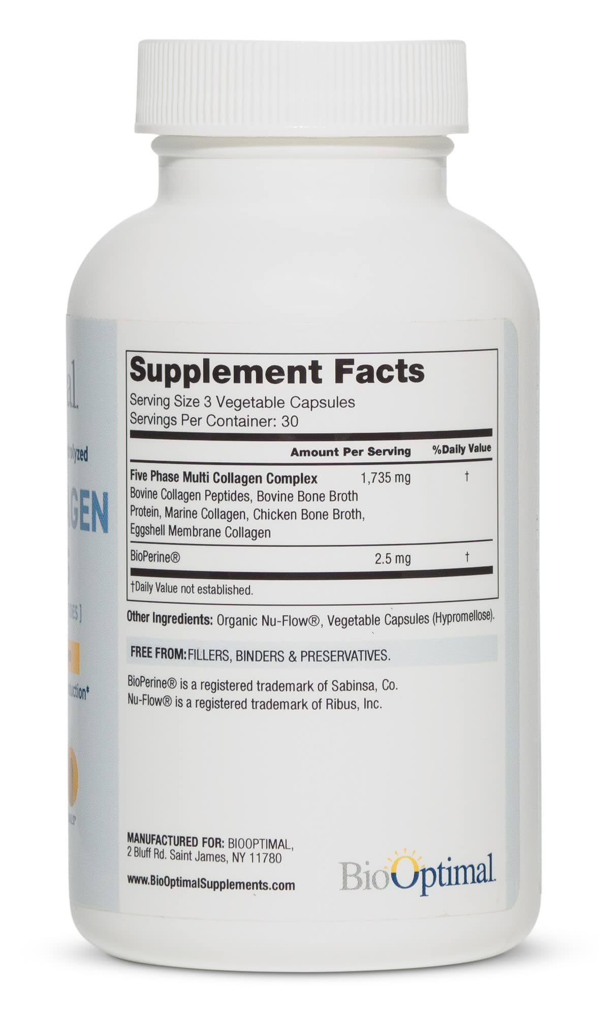 BioOptimal Multi-Collagen Supplement Capsules, Types I, II, III, V, & X Collagen, 90 Capsules - Maple Wellness Supplements