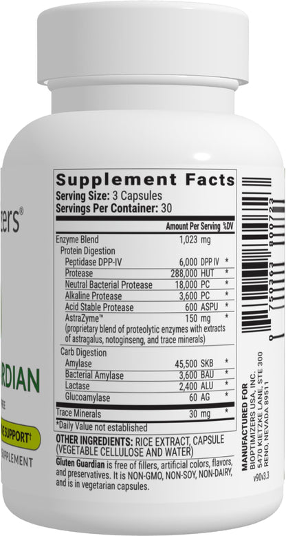 BIOptimizers Gluten Guardian 3.0 - Enzyme Supplement with DPP-IV to Support Gluten Digestion – May Help Prevent Bloating, - Maple Wellness Supplements