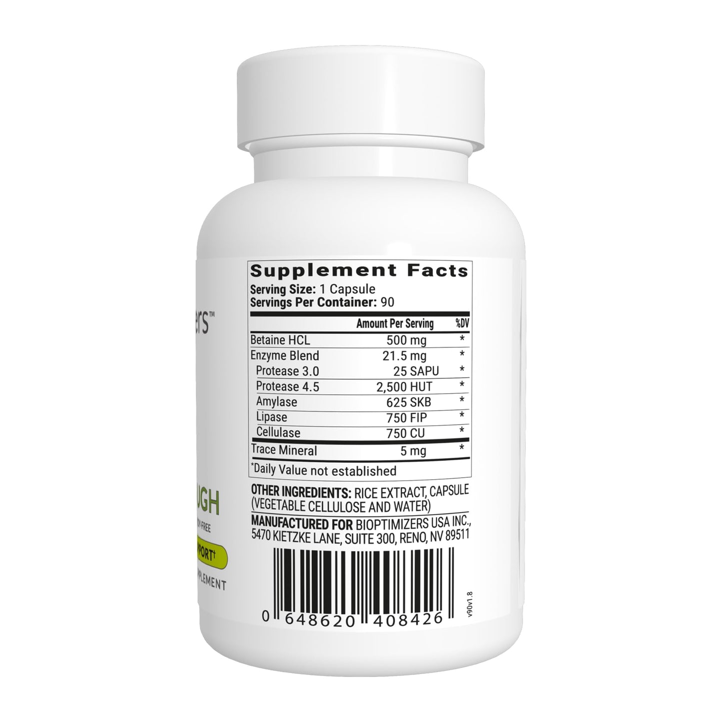 BIOptimizers HCL Breakthrough - Betaine Hydrochloride Enzymes Supplement - Assists with Protein Breakdown and Absorption - Helps Gas and Heartburn Relief - Maple Wellness Supplements