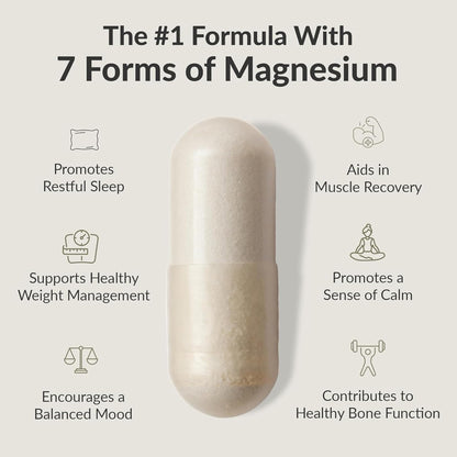 BIOptimizers Magnesium Breakthrough Supplement with 500mg - 7 Forms of Magnesium: Glycinate, Malate, Citrate, and More - Natural Support for Sleep and Cognitive Function -60 Capsules- Calming Vitamins - Maple Wellness Supplements