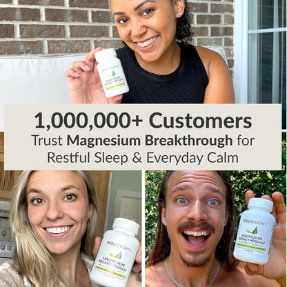BIOptimizers Magnesium Breakthrough Supplement with 500mg - 7 Forms of Magnesium: Glycinate, Malate, Citrate, and More - Natural Support for Sleep and Cognitive Function -30 Capsules- Calming Vitamins - Maple Wellness Supplements