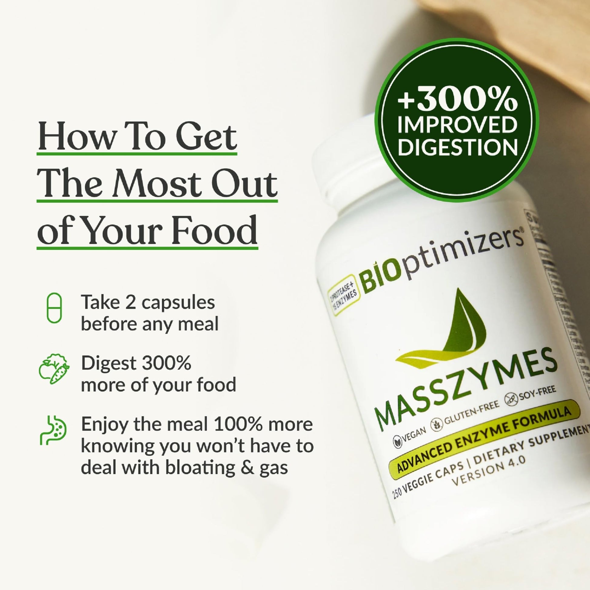 BIOptimizers MassZymes - Complete Digestive Enzymes Supplement for Gut Health - Bloating Relief for Men and Women - Maple Wellness Supplements