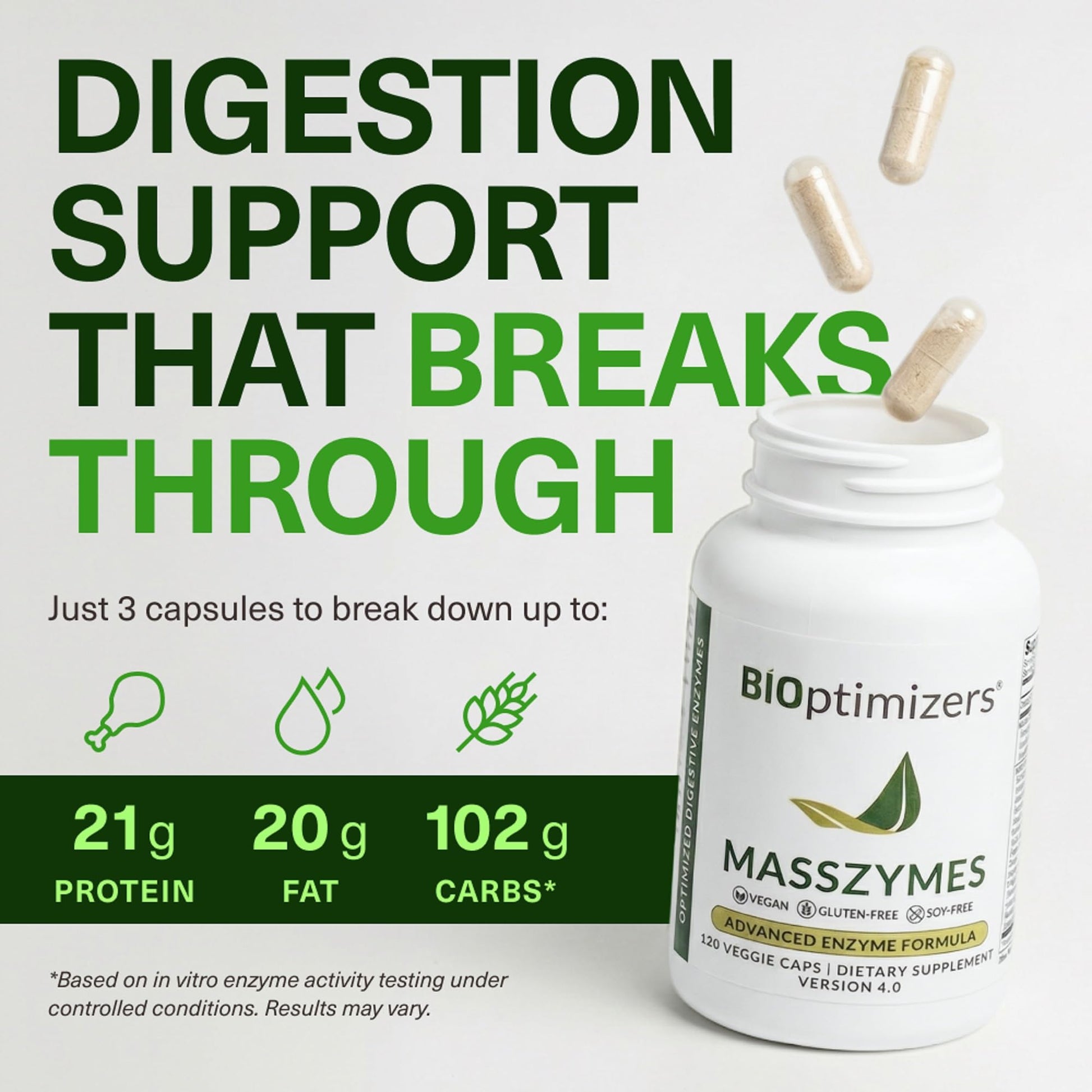 BIOptimizers MassZymes - Complete Digestive Enzymes Supplement for Gut Health - Bloating Relief for Men and Women - Maple Wellness Supplements