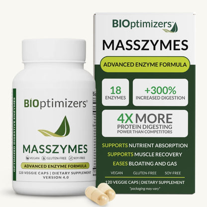BIOptimizers MassZymes - Complete Digestive Enzymes Supplement for Gut Health - Bloating Relief for Men and Women - Maple Wellness Supplements