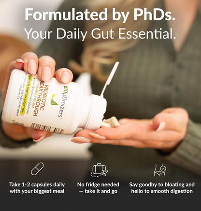 BIOptimizers Probiotic Breakthrough – Lactobacillus Plantarum OM Probiotics & Prebiotics Health Supplement for Gut, Digestive & Immune Support Probiotics - Maple Wellness Supplements