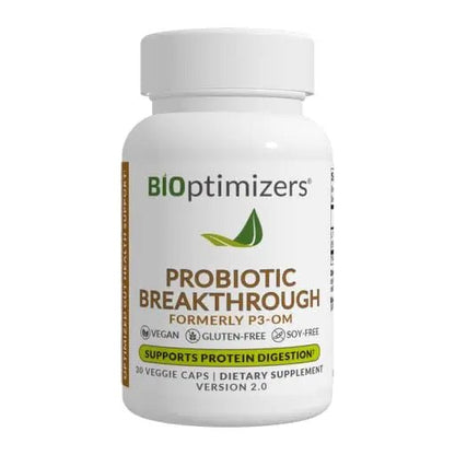 BIOptimizers Probiotic Breakthrough – Lactobacillus Plantarum OM Probiotics & Prebiotics Health Supplement for Gut, Digestive & Immune Support Probiotics for Women Men Elderly– 30 Vegan Capsules - Maple Wellness Supplements