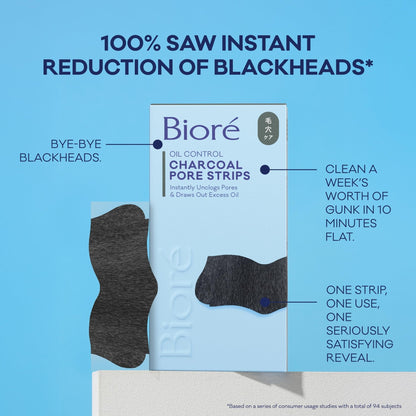 Biore Charcoal, Deep Cleansing Pore Strips, Nose Strips for Blackhead Removal on Oily Skin - Maple Wellness Supplements