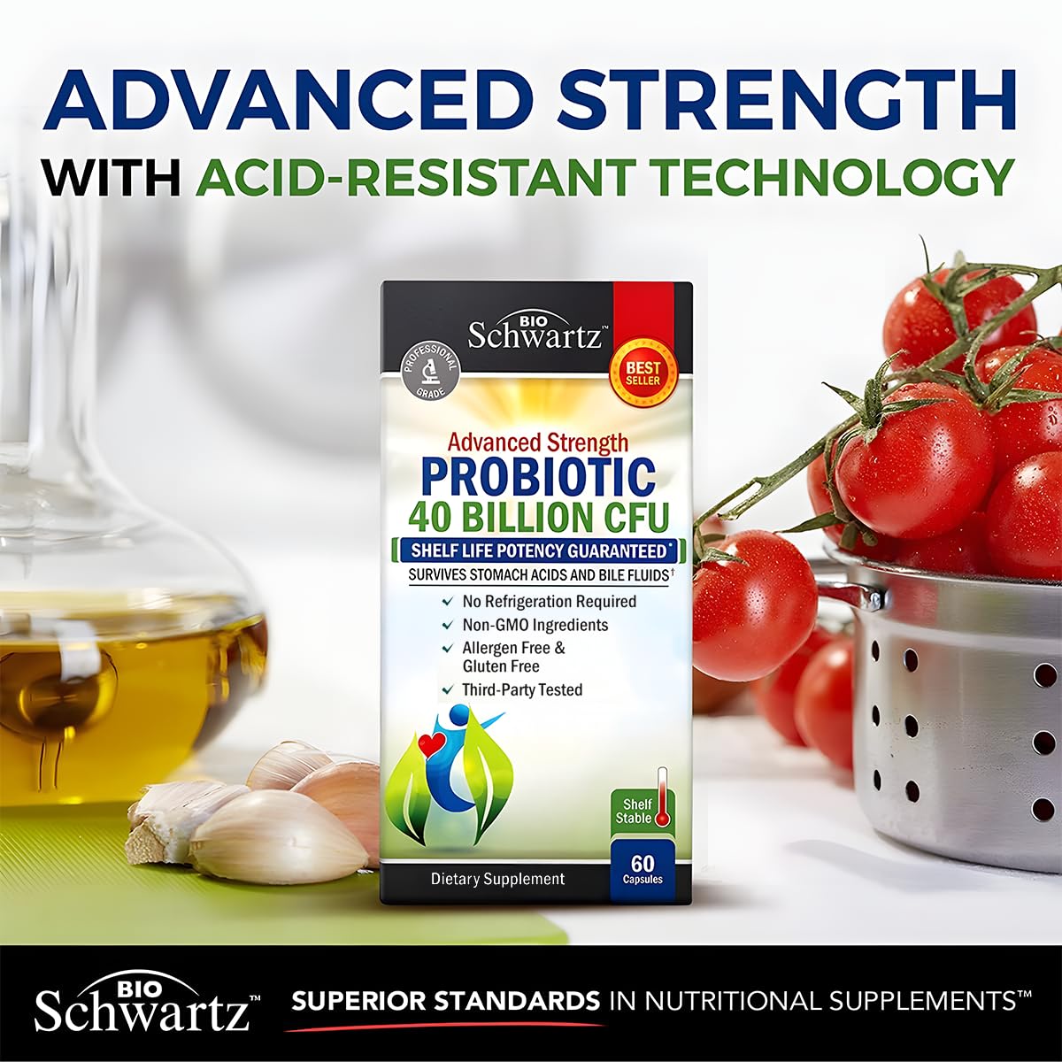 BioSchwartz Daily Probiotic Nutritional Supplement - 40 Billion CFU for Gut Health - Probiotics for Men and Women - Digestive Health with Astragalus - Maple Wellness Supplements