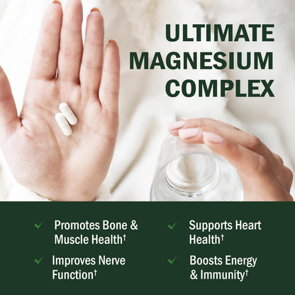 BioSchwartz Magnesium Complex Supplement (90 Capsules) 350mg Magnesium Glycinate Citrate Malate and Taurate Per Serving for Healthy Nerves Muscles Heart Sleep Support (Vegan, Gluten-Free, Non-GMO) - Maple Wellness Supplements